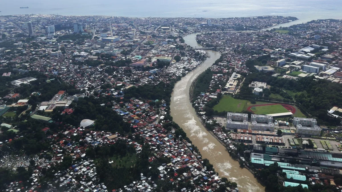 Davao River and the Davao City skyline from above