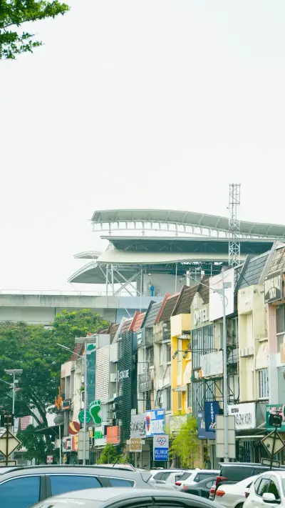 Commercial street with buildings in a Philippine city